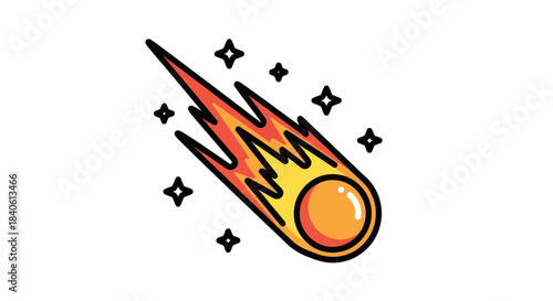Fiery Cosmic Traveler: Animated Illustration Of A Falling Comet With Sparkling Stars