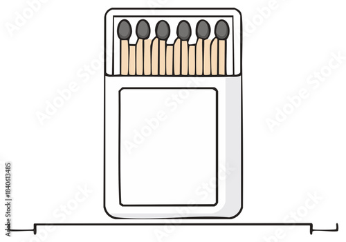 Matchbox with Matches, Fire Starting Tool in Simple Cartoon Style, Light and Ignition, Firewood Vector Art