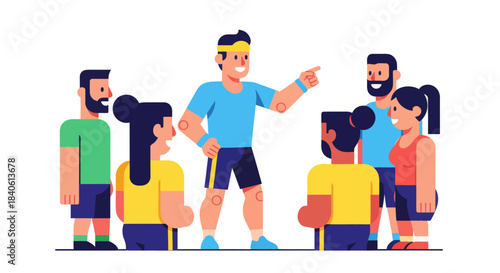 Fitness Trainer Leading A Group Of Enthusiastic People For Health And Wellness Objectives