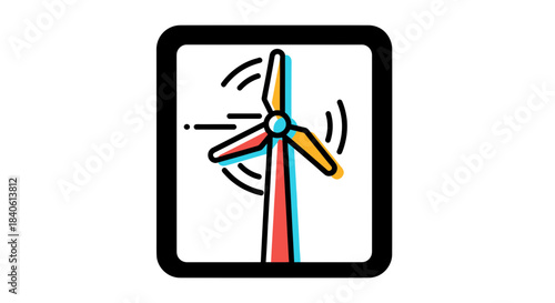 Fresh Illustrative Representation of a Wind Turbine Within a Square Frame for Innovative Concepts