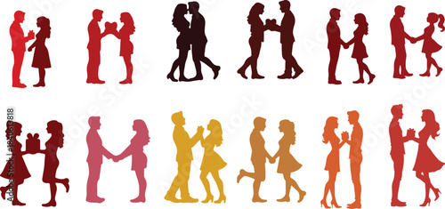 Romantic Couple Silhouette Vector Bundle