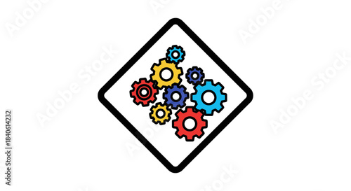 Geometric Gears As Emblem Illustrating Process, Progress, Efficiency, and Technological Harmony