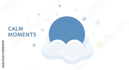 Tranquil Moments: Serene digital illustration of a calm, blue sphere nestled within a cloud. Capturing the essence of peace and tranquility.