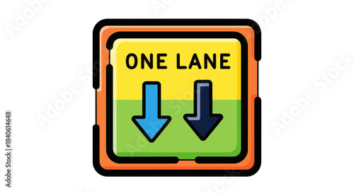 Dual-Directional Road Sign: Illustrative Depiction of Single-Lane Two-Way Traffic