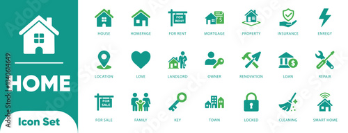 Real estate and home vectors. Features house, key, mortgage, and smart home symbols. Ideal for realtor apps, property listings, and renovation UI.