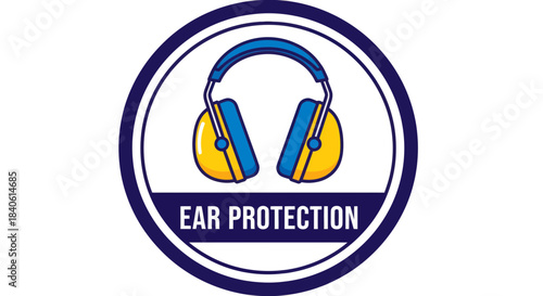 Ear Protection Icon Symbol for Workplace Safety and Noise Reduction Illustration Design