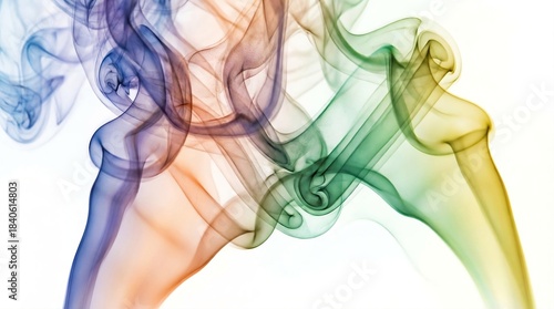 Ethereal colorful smoke dancing on pristine white backdrop, abstract flowing shapes with smooth gradients, ultra-detailed textures, cinematic lighting, high-resolution modern artwork