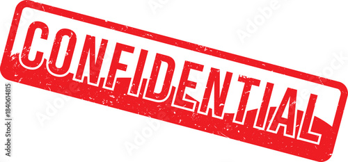 Confidential grunge rubber stamp with red ink, dusty grainy texture, and distressed effect. Perfect for top secret, private, classified, restricted documents and security-themed designs.