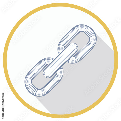 Iconic chain illustration inside a circular frame, representing connection and relationships