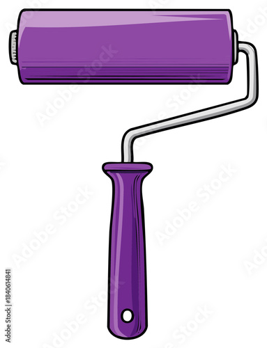 Vibrant Purple Paint Roller with Handle, Tool for Painting Surfaces and Home Decorating Tasks