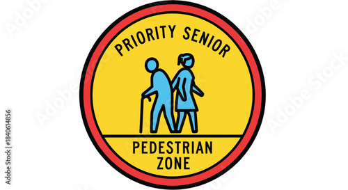 Elderly Pedestrian Priority Zone Sign Illustrating Senior Safety and Community Awareness