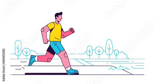 Energetic Athlete in Motion: A Vibrant Run in Nature's Embrace, Healthy Lifestyle