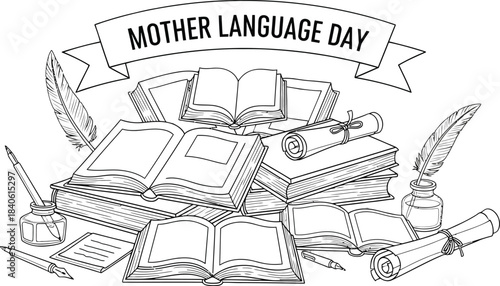 International mother language day artistic illustration with floral design