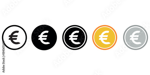 Dollar and Euro Currency Icon Set – Minimalist Financial Symbols, Money Graphics, Banking and Economic Vector Illustration, Currency Signs, Financial App Icons, Economic Infographics, Clean Vector Des