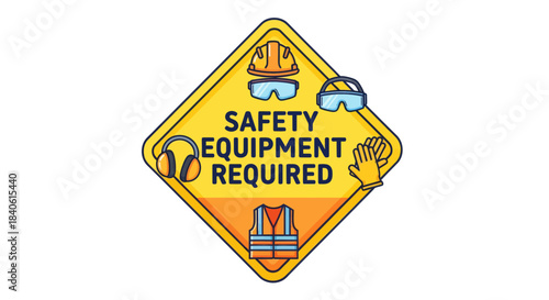 Essential Safety Gear Signage Illustrates Workplace Regulations and Protection Measures