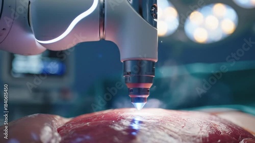 Close-up of a laser device performing a skin treatment or hair removal procedure on skin.