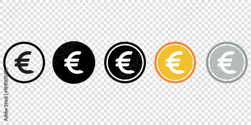 Dollar and Euro Currency Icon Set – Minimalist Financial Symbols, Money Graphics, Banking and Economic Vector Illustration, Currency Signs, Financial App Icons, Economic Infographics, Clean Vector Des