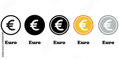 Dollar and Euro Currency Icon Set – Minimalist Financial Symbols, Money Graphics, Banking and Economic Vector Illustration, Currency Signs, Financial App Icons, Economic Infographics, Clean Vector Des