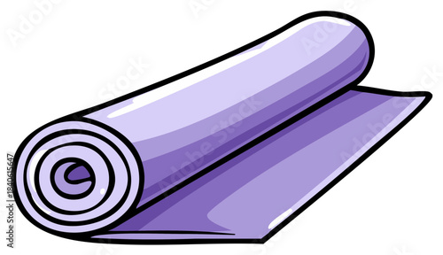 Rolled Up Yoga Mat Illustration, Relaxation, Fitness, Exercise Equipment