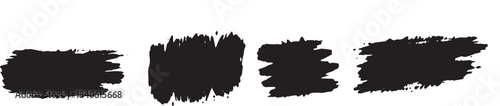 Brush set. Vector black paint brush spots, highlighter lines or felt-tip pen marker. Ink smudge abstract shape stains and smear set with texture