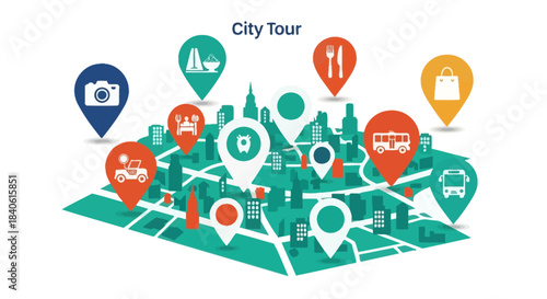 City Tour Map: A vibrant map guides exploration, showcasing key attractions like photo spots, cultural landmarks, dining options, and shopping destinations, all inviting discovery.