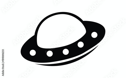Flying saucer black icon vector alien spaceship flat design isolated illustration