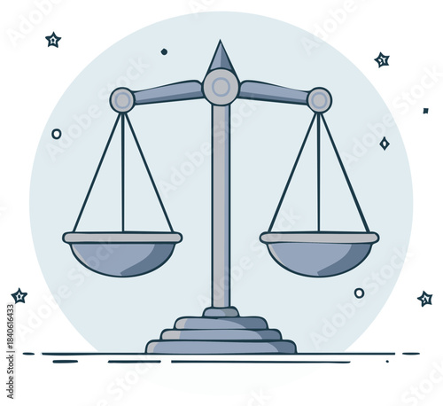 Stylized Illustration of Scales of Justice Symbolizing Law Legal Systems and Equilibrium  for Legal Themes