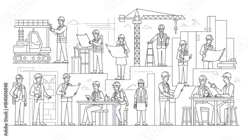Wallpaper Mural Architectural CAD Line People | Executives in Suits Vector Torontodigital.ca