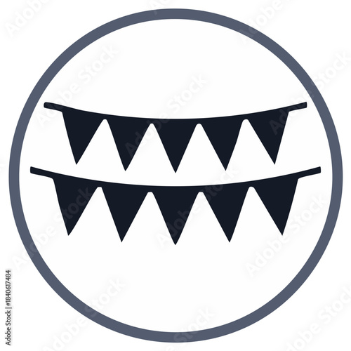 Two rows of dark triangular bunting flags in a circle