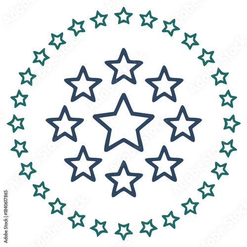 Abstract star pattern design with outer ring, decorative shape.