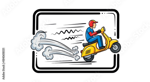 Delivery Person Speeding On Scooter Representing Fast Service and Efficient Logistics