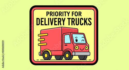 Delivery Truck Icon Representing Priority Service and Transportation on a Yellow Background