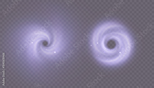 A circular glow effect of violet and unforgettable blue swirls of light with a soft trail and shimmer against a dark background; perfect for backlighting, HUD frames, logos, and motion graphics.