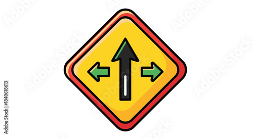 Directional Traffic Sign: Illustrated Guide to Navigational Pathways and Routes