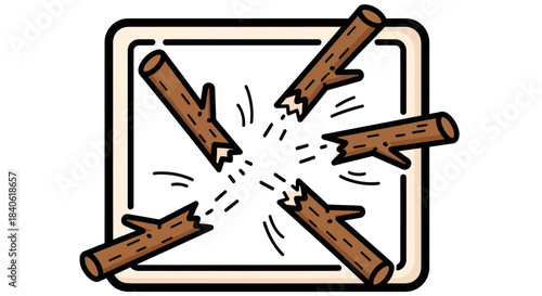 Conceptualizing Fragmentation and Disruption Through Broken Wooden Elements in A Frame