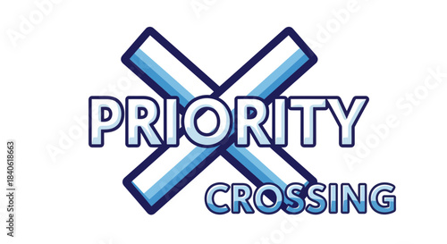 Distinctive Illustration of a Priority Crossing Symbol with Blue and White Design