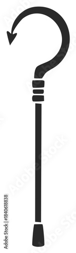 Black question mark cane icon representing a puzzle mystery and search for answers