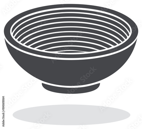 Dark gray empty serving bowl with concentric lines an elegant kitchenware vector illustration