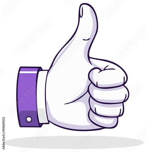 Hand with thumb up gesture positive approval cartoon