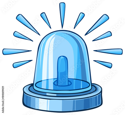 Blue Cartoon Emergency Light Flashing Signaling Alert, Emergency Alert Light Concept Design, Warning Notification of Alertness and Importance