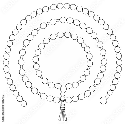 Rosary Beads Circular Outline Religious Spiritual Devotion Prayer Beads Round