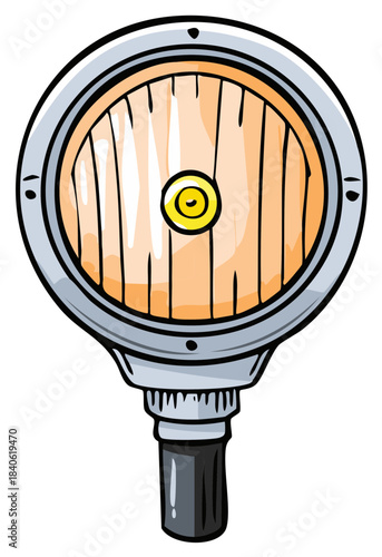 Cartoon drawing of a classic car headlight vintage retro automobile lamp isolated vector illustration