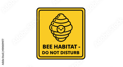 Cute Beehive Warning Sign: Important Reminder Detailing, Illustrating Bee Protection