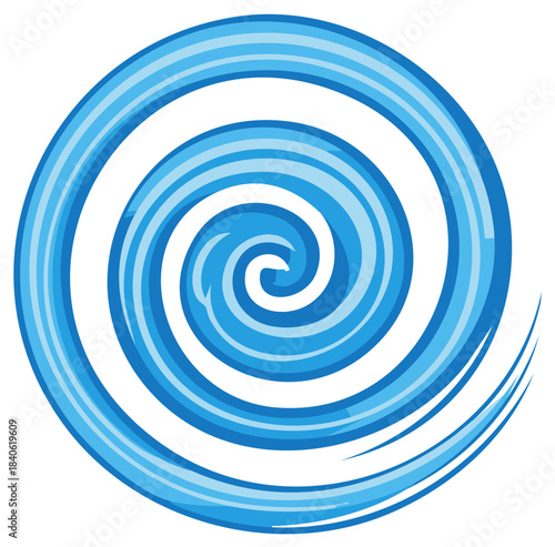 Dynamic Blue Spiral Graphic Design Element Abstract Flowing Wave Icon Illustration