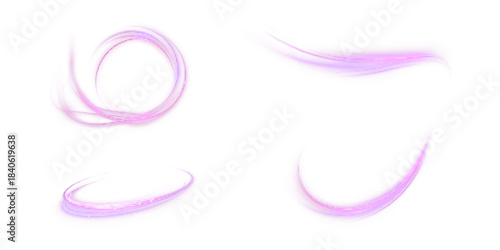 Vibrant purple and pink swirls and swirls with a glowing effect on a transparent background. Suitable for futuristic designs, game interfaces, and magical and fantasy compositions.