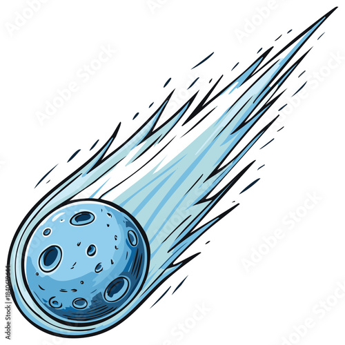 Cartoon Comet Streaking Across Sky With Icy Tail Vector Illustration