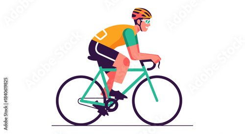 Cyclist in Action: Vibrant Illustration Depicting Cycling and Endurance Sport Activities