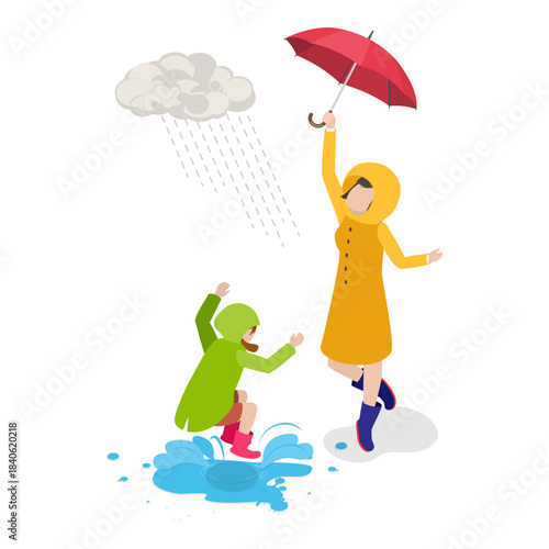 3D Isometric Flat Vector Illustration of Positive Parenting Tips, Kid Growing in Loving Family. Item 6