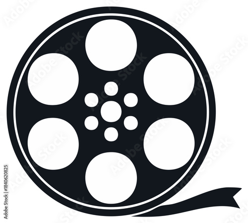 Film reel, icon for movies or cinema. Retro design. Vector illustration.
