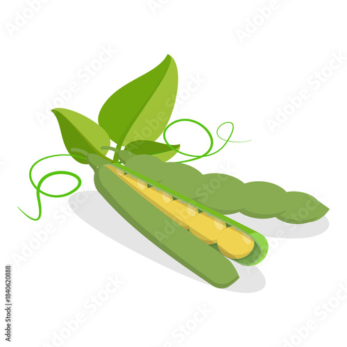 3D Isometric Flat Vector Set of Protein Food, Fresh Soybeans Straight From Nature. Item 1